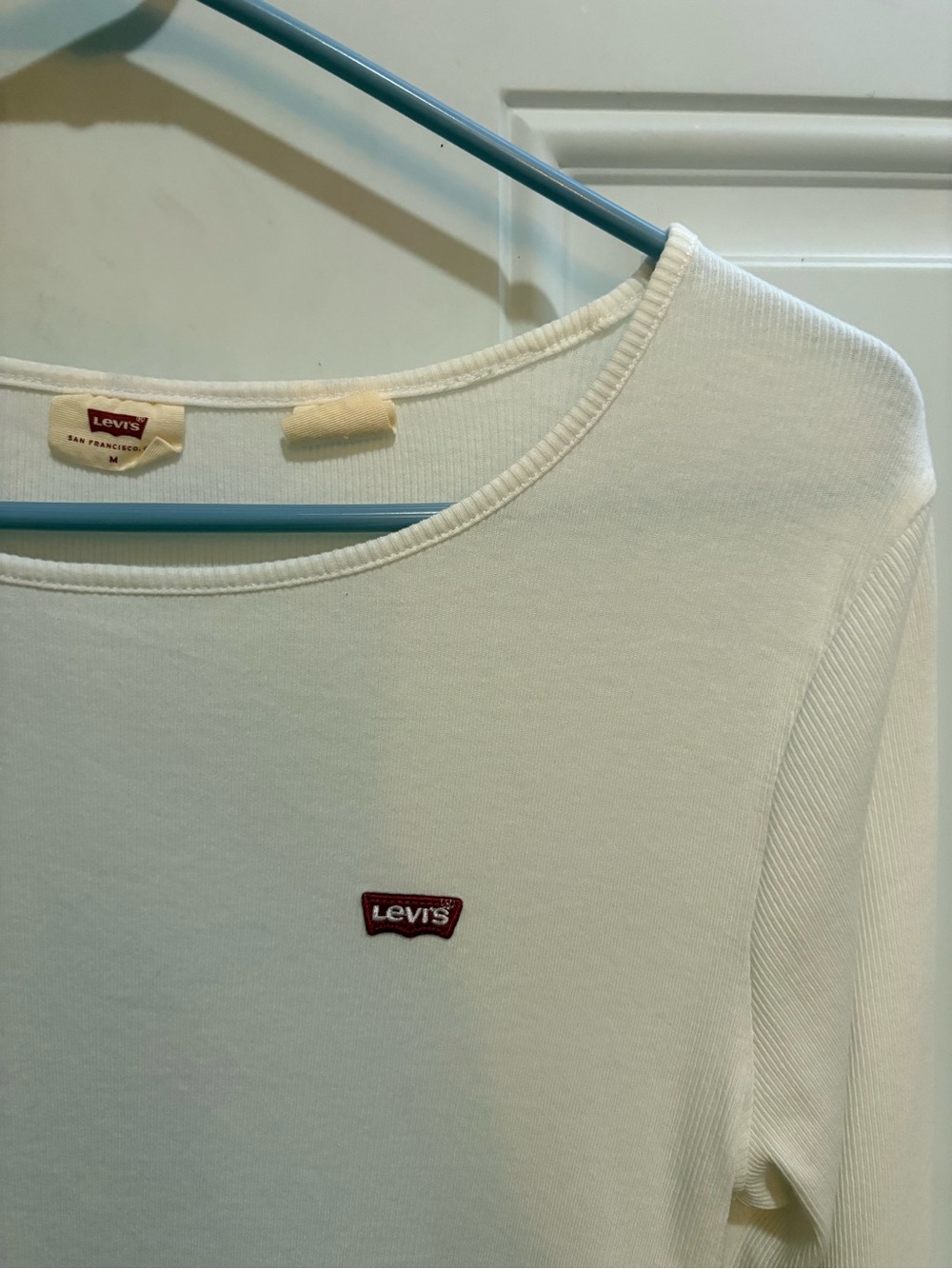 Levi's White Crewneck Sweater with Red Logo